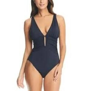 NEW Bleu Rod Beattie Ruched One Piece Swimsuit Women's Black Size 4